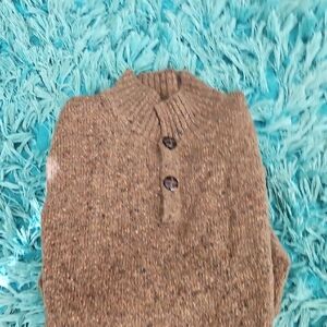 mens sz s peter millar l/s wool blend sweater with elbpw patches brown